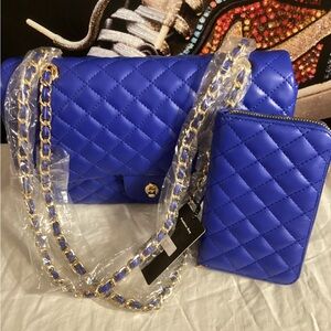 Fashion, Elegant Blue Quilted Women's Bag Set